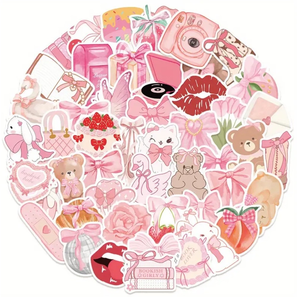 3/20$ Pink and White Girly Sticker Design (pack of 20)